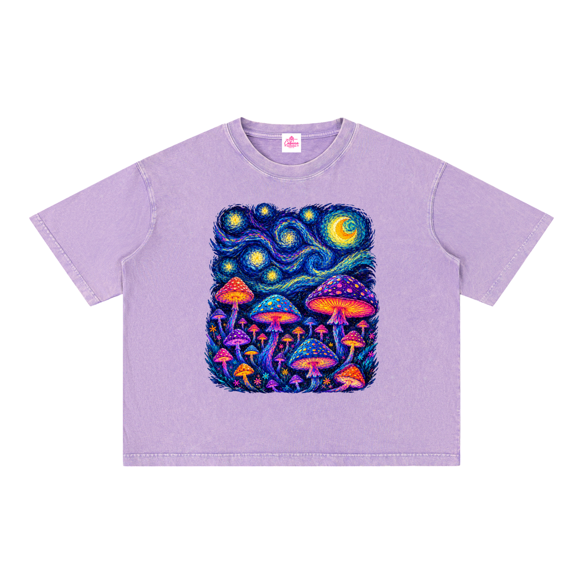 Mushroom Dreams – Mineral Wash Boxy Cotton T-Shirt